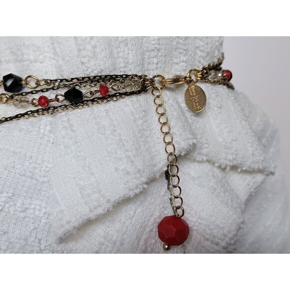 White House Black Market Gold Glass Beaded Multi Strand Statement Necklace EUC - Picture 6 of 10